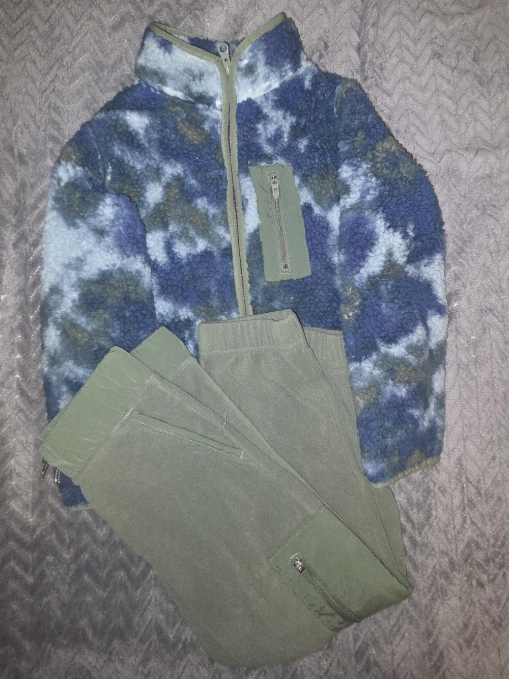 OshKosh B'gosh Blue & Olive Sherpa Zip Jacket